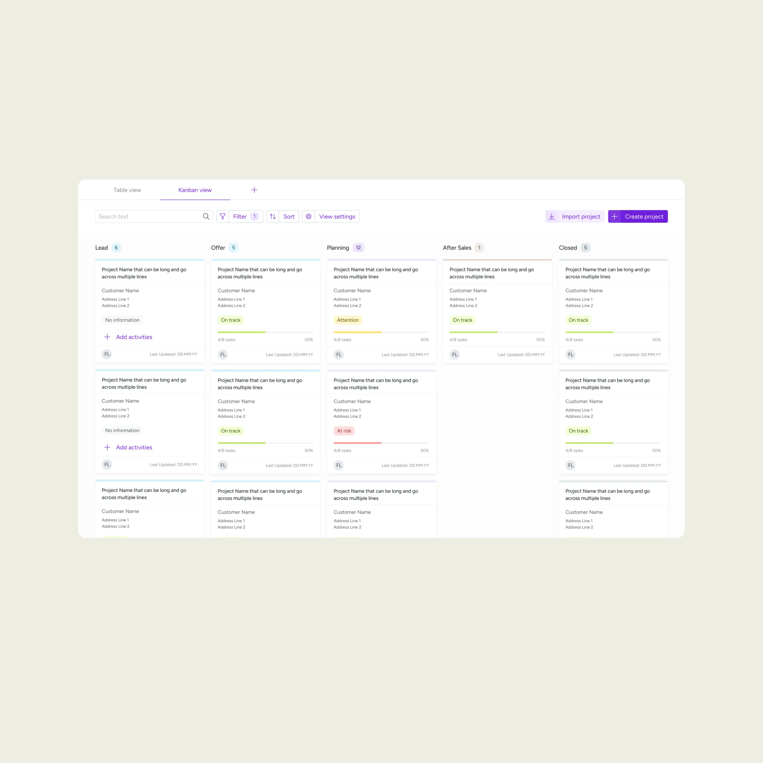 Projects with no Delays